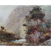 山川小溪（朝鲜油画，作者 文银星）