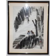 小鸟与芭蕉（水墨} 作者：毓明  规格：50*70cm