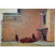 寺院里的喇嘛（油画，作者：刘开业）