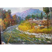 家乡的小溪（朝鲜油画，作者：沈成宇，功勋艺术家，规格：81*61