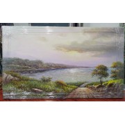 霞光（朝鲜油画，作者：郑百，一级画家。规格：82*51