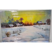 雪地曙光（朝鲜油画，规格：45*32