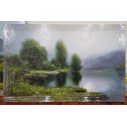 湖边（朝鲜油画，作者金光成，规格92*61