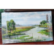 河（朝鲜油画，作者：金炳顺，一级画家，规格：54*33