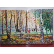 公园林间（春）（朝鲜油画）作者：沈成宇  功勋艺术家，规格：81*60